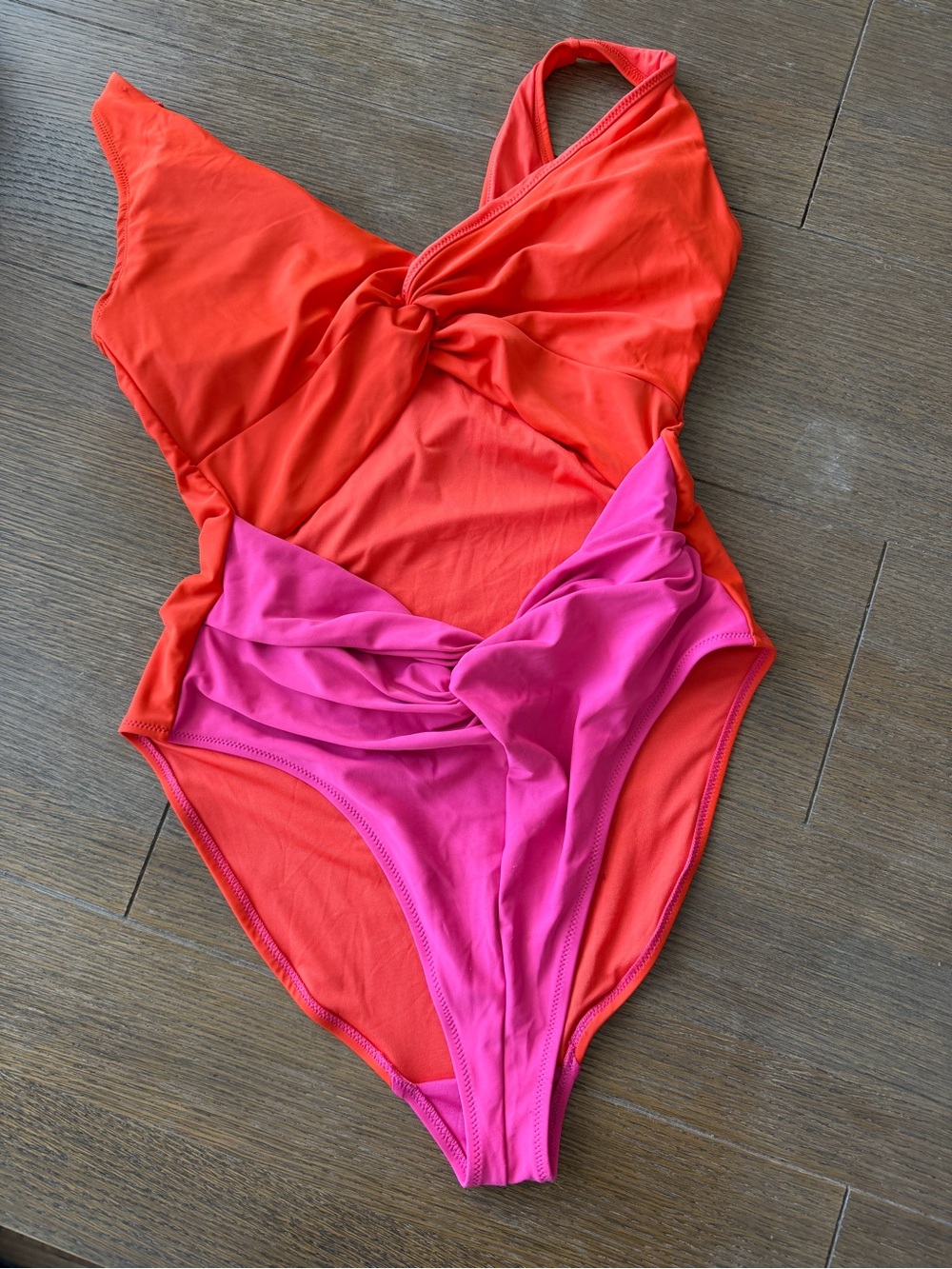 Old Navy Coral Twist-Front One-Piece Swimsuit